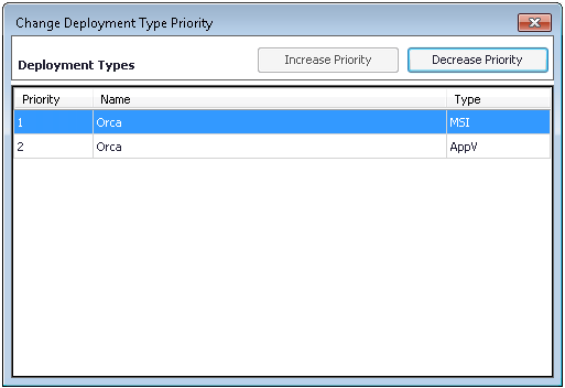Change Deployment Type Priority Dialog Box