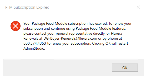 Subscription Expired Message (Package Feed Module)