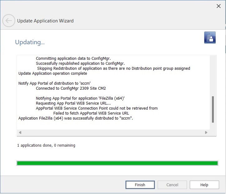Update Application Wizard / Updating Panel