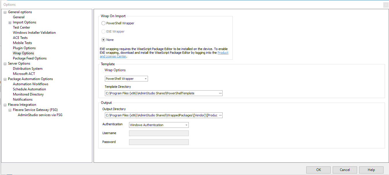 Wrap Options Tab of Options Dialog Box